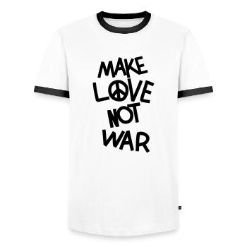 Make love not war - Männer Kontrast-T-Shirt - Weiß/Schwarz - Vorne - AI Model Female 172 light (172cm) & AI Model Male 178 dark (178cm)