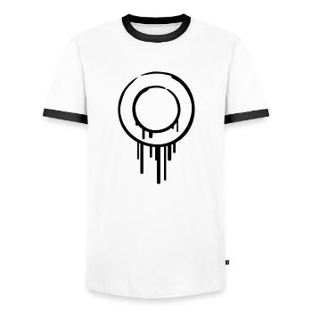 circle_rings_graffiti - T-shirt contrasté Homme - blanc/noir - Devant - AI Model Female 172 light (172cm) & AI Model Male 178 dark (178cm)