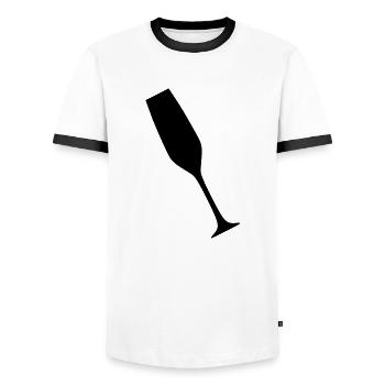 Sektglas - Men's Ringer Shirt - white/black - Front - AI Model Female 172 light (172cm) & AI Model Male 178 dark (178cm)