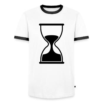 sanduhr_f1 - Männer Kontrast-T-Shirt - Weiß/Schwarz - Vorne - AI Model Female 172 light (172cm) & AI Model Male 178 dark (178cm)