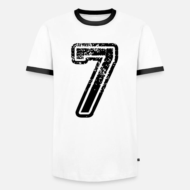 7 - Nummer - Männer Kontrast-T-Shirt - Weiß/Schwarz