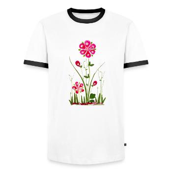 Garten Blumen, Blume Frühjahr, Sommer, Geburtstag - Männer Kontrast-T-Shirt - Weiß/Schwarz - Vorne - AI Model Female 172 light (172cm) & AI Model Male 178 dark (178cm)