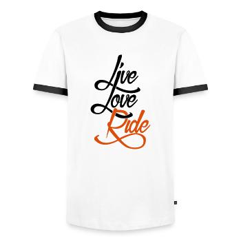 Live Love Ride - Men's Ringer Shirt - white/black - Front - AI Model Female 172 light (172cm) & AI Model Male 178 dark (178cm)
