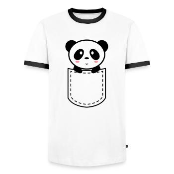 panda in a pocket - Men's Ringer Shirt - white/black - Front - AI Model Female 172 light (172cm) & AI Model Male 178 dark (178cm)