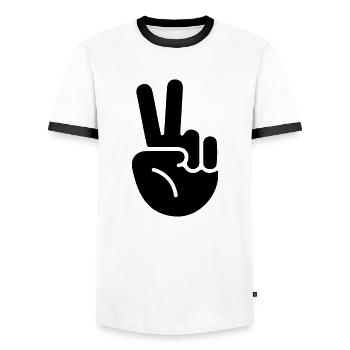 peace hand - Männer Kontrast-T-Shirt - Weiß/Schwarz - Vorne - AI Model Female 172 light (172cm) & AI Model Male 178 dark (178cm)