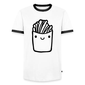 Cute Face Fries - Men's Ringer Shirt - white/black - Front - AI Model Female 172 light (172cm) & AI Model Male 178 dark (178cm)