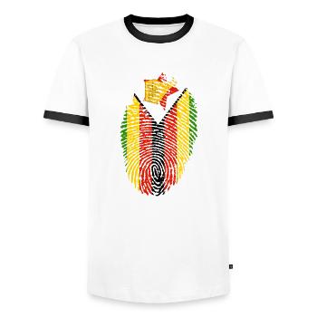 Zimbabwe - Men's Ringer Shirt - white/black - Front - AI Model Female 172 light (172cm) & AI Model Male 178 dark (178cm)