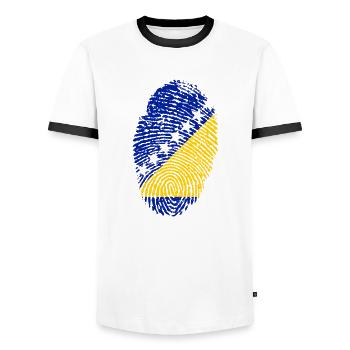 Bosnia and Herzegovina - Men's Ringer Shirt - white/black - Front - AI Model Female 172 light (172cm) & AI Model Male 178 dark (178cm)
