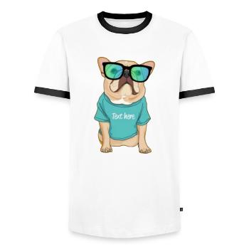 Chien carituriste - T-shirt contrasté Homme - blanc/noir - Devant - AI Model Female 172 light (172cm) & AI Model Male 178 dark (178cm)
