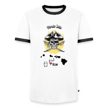 Vie de pirate, Chasse au trésor - T-shirt contrasté Homme - blanc/noir - Devant - AI Model Female 172 light (172cm) & AI Model Male 178 dark (178cm)