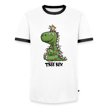 Christmas Animal Light Chain Cap - Men's Ringer Shirt - white/black - Front - AI Model Female 172 light (172cm) & AI Model Male 178 dark (178cm)