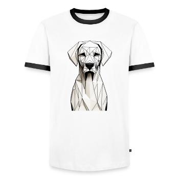 Chien - T-shirt contrasté Homme - blanc/noir - Devant - AI Model Female 172 light (172cm) & AI Model Male 178 dark (178cm)