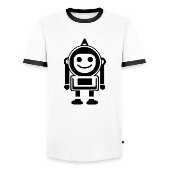 Kleiner Roboter - Männer Kontrast-T-Shirt - Weiß/Schwarz - Vorne - AI Model Female 172 light (172cm) & AI Model Male 178 dark (178cm)