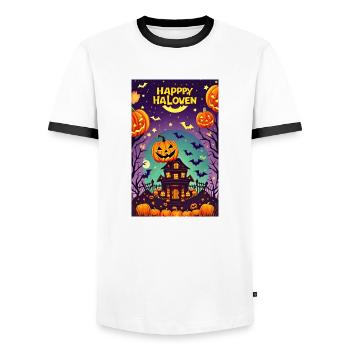 Joyeux halloween - T-shirt contrasté Homme - blanc/noir - Devant - AI Model Female 172 light (172cm) & AI Model Male 178 dark (178cm)