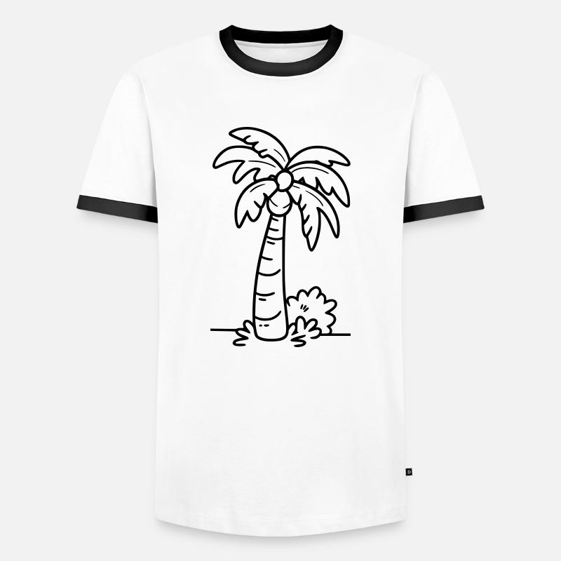 Cute Palm Tree Outline - Men's Ringer Shirt - white/black