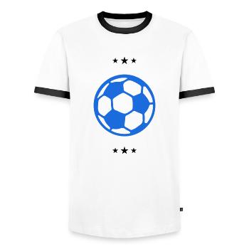 fussball - Männer Kontrast-T-Shirt - Weiß/Schwarz - Vorne - AI Model Female 172 light (172cm) & AI Model Male 178 dark (178cm)