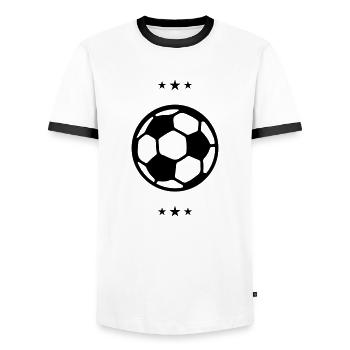 fussball - Männer Kontrast-T-Shirt - Weiß/Schwarz - Vorne - AI Model Female 172 light (172cm) & AI Model Male 178 dark (178cm)