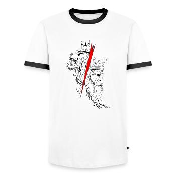Roi et Lion - T-shirt contrasté Homme - blanc/noir - Devant - AI Model Female 172 light (172cm) & AI Model Male 178 dark (178cm)