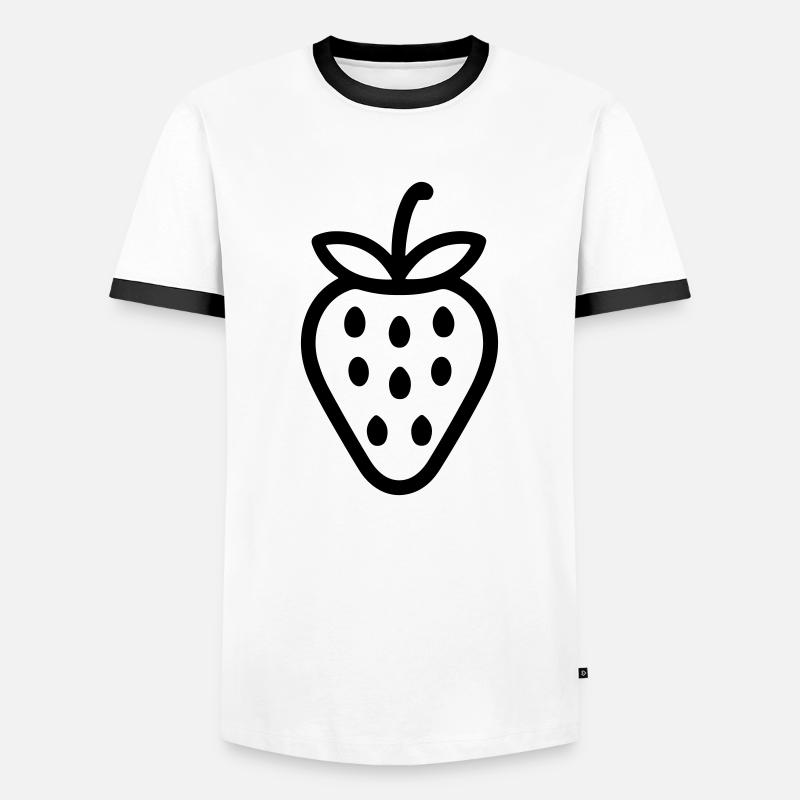 Erdbeere - Männer Kontrast-T-Shirt - Weiß/Schwarz