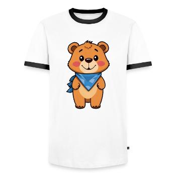 Stilvoller Teddybär - Männer Kontrast-T-Shirt - Weiß/Schwarz - Vorne - AI Model Female 172 light (172cm) & AI Model Male 178 dark (178cm)