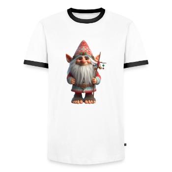 Troll de Noël 1 - T-shirt contrasté Homme - blanc/noir - Devant - AI Model Female 172 light (172cm) & AI Model Male 178 dark (178cm)