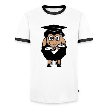 Schaf Schule Zeugnis College Abschluss Abi Schüler - Männer Kontrast-T-Shirt - Weiß/Schwarz - Vorne - AI Model Female 172 light (172cm) & AI Model Male 178 dark (178cm)