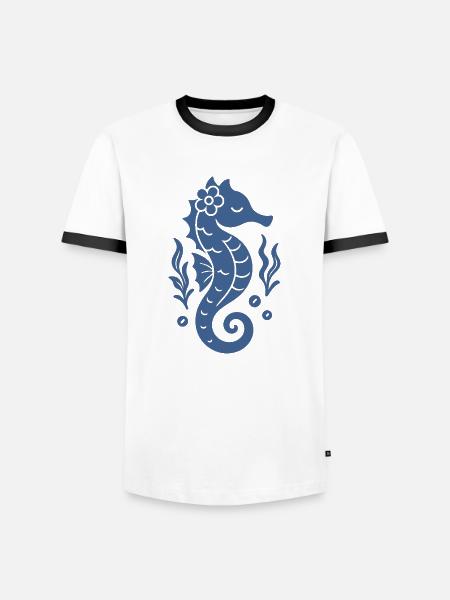 Süßes Seepferdchen - Männer Kontrast-T-Shirt - Weiß/Schwarz