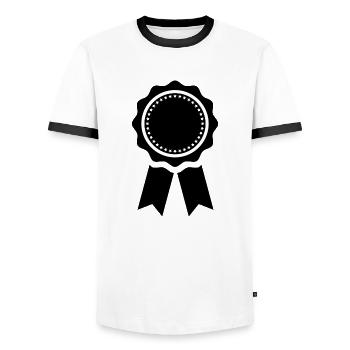 idée cadeau remise des médailles - T-shirt contrasté Homme - blanc/noir - Devant - AI Model Female 172 light (172cm) & AI Model Male 178 dark (178cm)