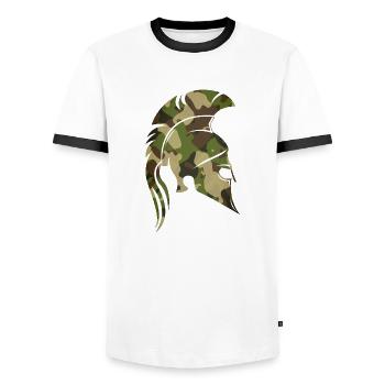 Sparta - Camouflage camouflage colors - Men's Ringer Shirt - white/black - Front - AI Model Female 172 light (172cm) & AI Model Male 178 dark (178cm)