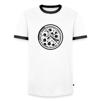 pizza - Men's Ringer Shirt - white/black - Front - AI Model Female 172 light (172cm) & AI Model Male 178 dark (178cm)