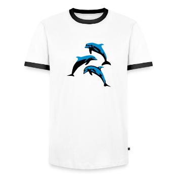 Dolphins - dauphins - T-shirt contrasté Homme - blanc/noir - Devant - AI Model Female 172 light (172cm) & AI Model Male 178 dark (178cm)