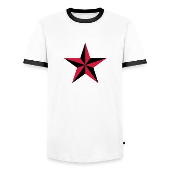 Nautischer Stern star Symbol Schutz Tattoo Marine - Männer Kontrast-T-Shirt - Weiß/Schwarz - Vorne - AI Model Female 172 light (172cm) & AI Model Male 178 dark (178cm)