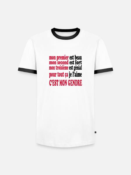 Mon gendre est beau - Men's Ringer Shirt - white/black