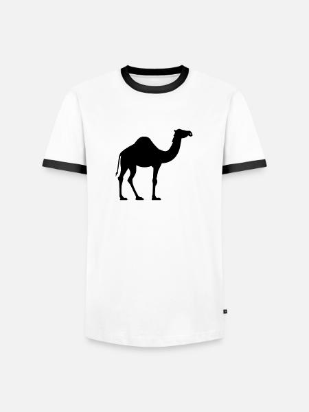 Kamel - Männer Kontrast-T-Shirt - Weiß/Schwarz