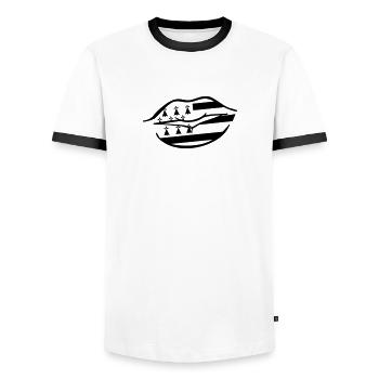 big bisous breton levre - T-shirt contrasté Homme - blanc/noir - Devant - AI Model Female 172 light (172cm) & AI Model Male 178 dark (178cm)