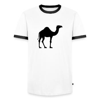 Kamel - Männer Kontrast-T-Shirt - Weiß/Schwarz - Vorne - AI Model Female 172 light (172cm) & AI Model Male 178 dark (178cm)