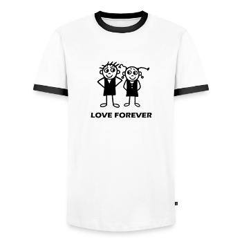 Paar - Love forever - Männer Kontrast-T-Shirt - Weiß/Schwarz - Vorne - AI Model Female 172 light (172cm) & AI Model Male 178 dark (178cm)