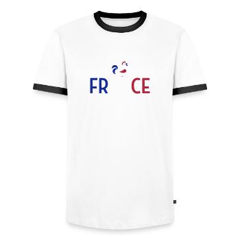 France Français Française French Frankreich - T-shirt contrasté Homme - blanc/noir - Devant - AI Model Female 172 light (172cm) & AI Model Male 178 dark (178cm)