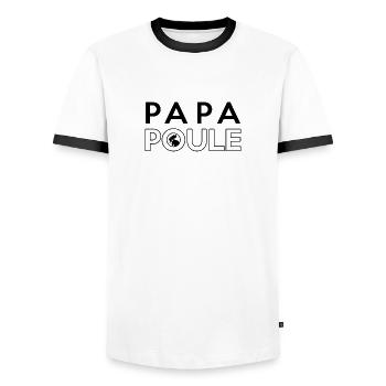 Papa Poule Noir - T-shirt contrasté Homme - blanc/noir - Devant - AI Model Female 172 light (172cm) & AI Model Male 178 dark (178cm)