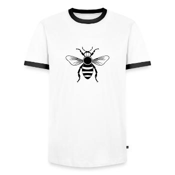 Abeille - T-shirt contrasté Homme - blanc/noir - Devant - AI Model Female 172 light (172cm) & AI Model Male 178 dark (178cm)