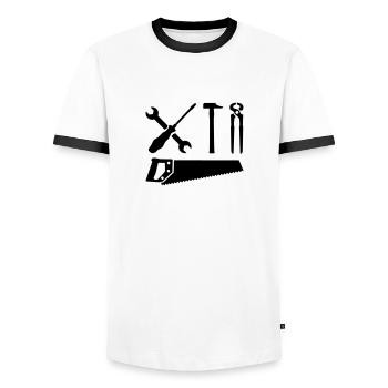Werkzeug - Männer Kontrast-T-Shirt - Weiß/Schwarz - Vorne - AI Model Female 172 light (172cm) & AI Model Male 178 dark (178cm)