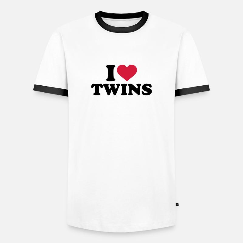 Zwillinge - Männer Kontrast-T-Shirt - Weiß/Schwarz
