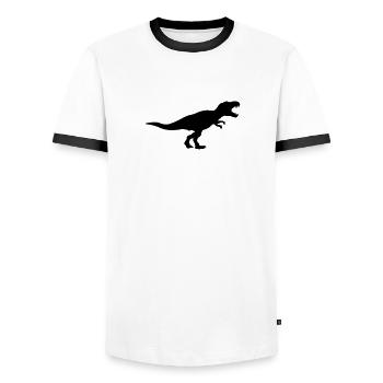 t-rex tyrannosaurus saurier rex fleischfresser gro - Männer Kontrast-T-Shirt - Weiß/Schwarz - Vorne - AI Model Female 172 light (172cm) & AI Model Male 178 dark (178cm)