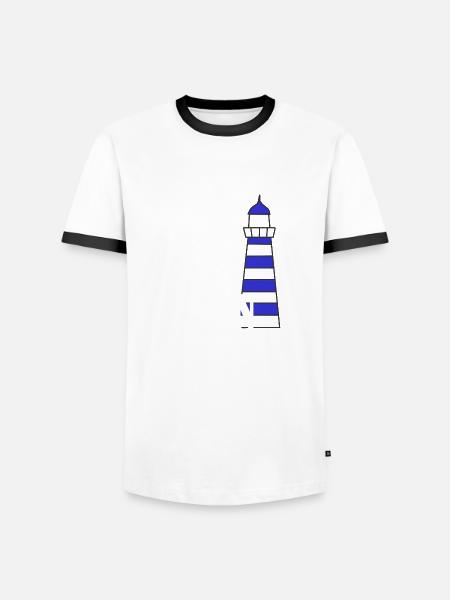 Leuchturm moin - Männer Kontrast-T-Shirt - Weiß/Schwarz
