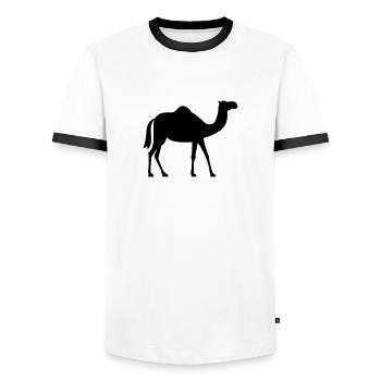 Kamel - Männer Kontrast-T-Shirt - Weiß/Schwarz - Vorne - AI Model Female 172 light (172cm) & AI Model Male 178 dark (178cm)