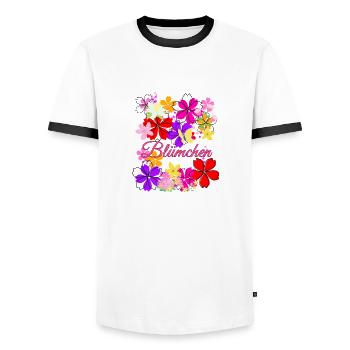 Flowers, flowers, flower costume, carnival - Men's Ringer Shirt - white/black - Front - AI Model Female 172 light (172cm) & AI Model Male 178 dark (178cm)