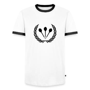 Dart Pfeile Kranz - Männer Kontrast-T-Shirt - Weiß/Schwarz - Vorne - AI Model Female 172 light (172cm) & AI Model Male 178 dark (178cm)