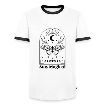 Butterfly and magic - Men's Ringer Shirt - white/black - Front - AI Model Female 172 light (172cm) & AI Model Male 178 dark (178cm)