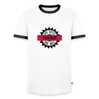 der beste trainer 2c - Männer Kontrast-T-Shirt - Weiß/Schwarz - Vorne - AI Model Female 172 light (172cm) & AI Model Male 178 dark (178cm)