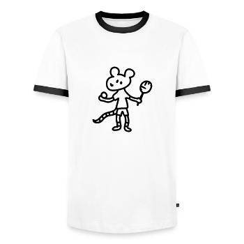 Tennis Mouse - Line - Men's Ringer Shirt - white/black - Front - AI Model Female 172 light (172cm) & AI Model Male 178 dark (178cm)